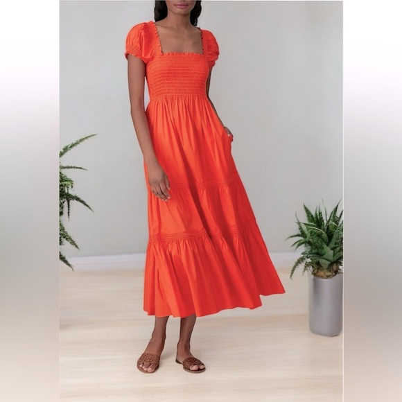 Tory Burch Dresses & Skirts - Tory Burch Smocked midi maxi orange dress size XS